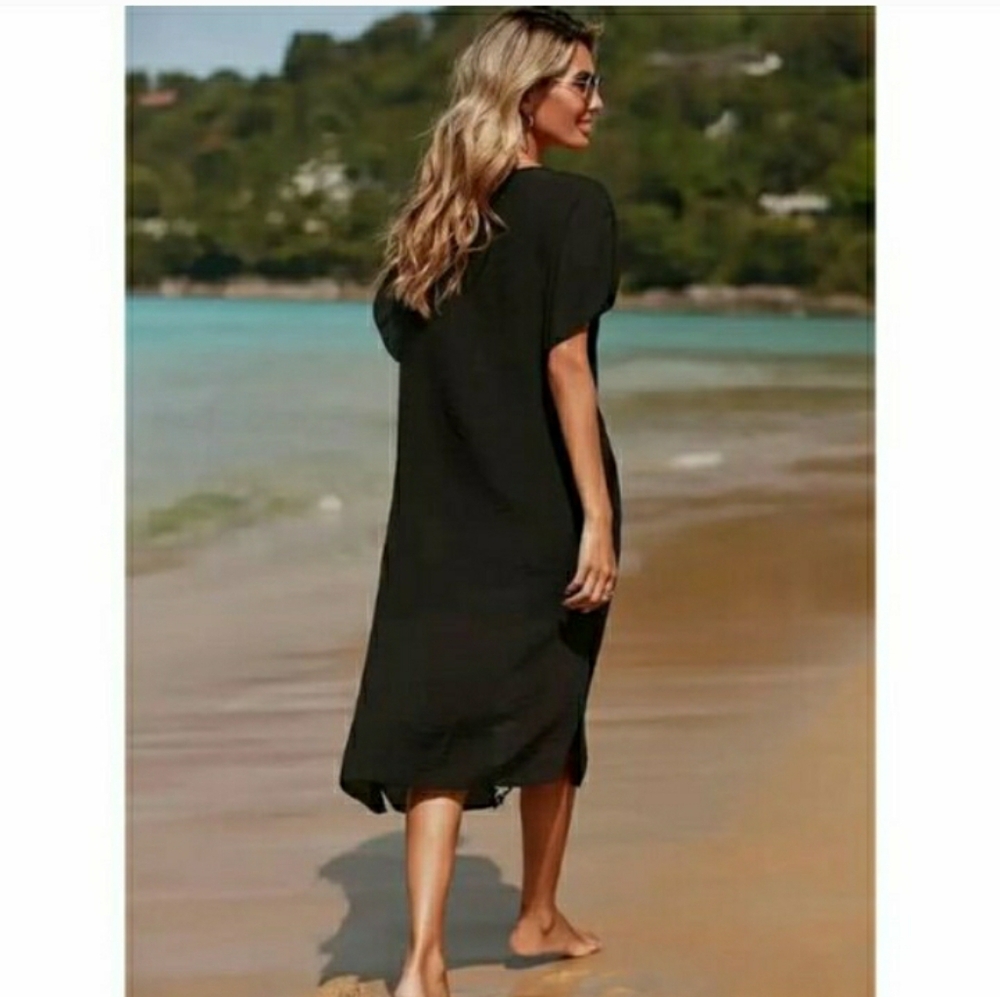 Swimsuit Cover Up Dress Black Crochet OS S M L 🔥 NEW 🔥 LAST 1 - Picture 2 of 9